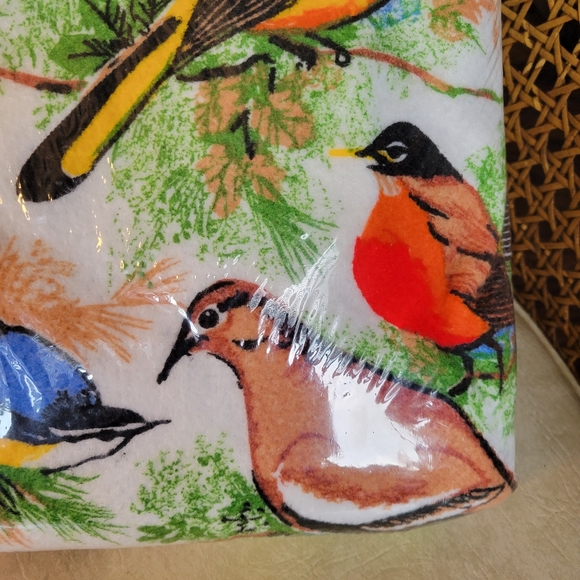 NWT Retro Woodlands Bird Blanket Twin Bedding Nature Theme. VTG Cabin Decor. - Picture 3 of 7